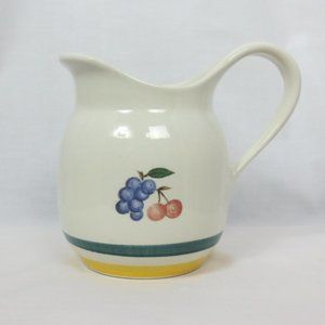 Vintage Royal Cumberland Fruit Design Pitcher Farmhouse Chic Colorful White